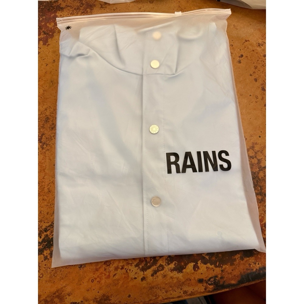Rains Unisex Long Rain Jacket Blue Size XL NWT